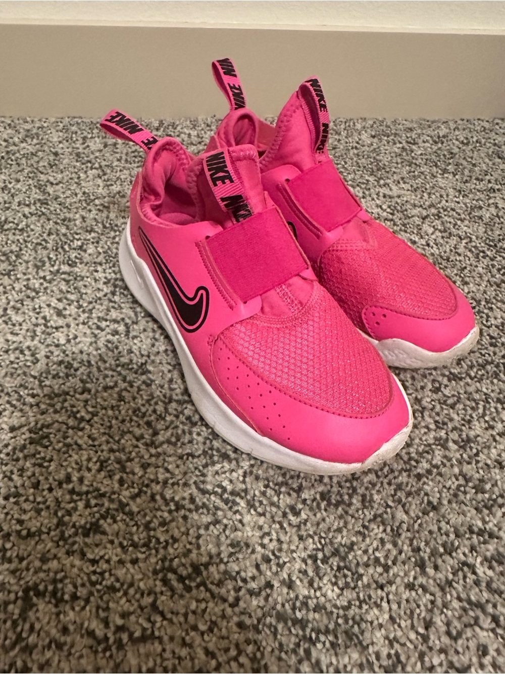 Nike Kids Hot Pink Slip-On Sneakers with Black Swoosh